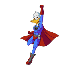 Gray Duct mascot with arms crossed